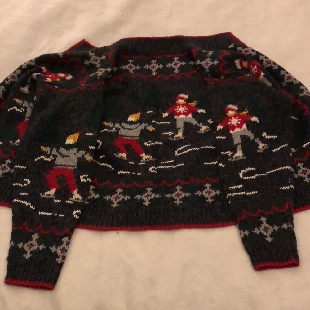 Eagle’s Eye Ice Skating Vintage Christmas Sweater Zip Front Womens Size Medium - Picture 14 of 15
